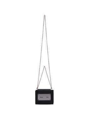 Matin Kim Black Leather Mini Purse Wallet with Silver Chain Brand new